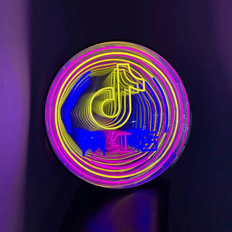 Dropshipping NO MOQ Fast Delivery Customized Led Neon Wall Decor Infinite Multilayer Mirror 3D Neon Sign Custom